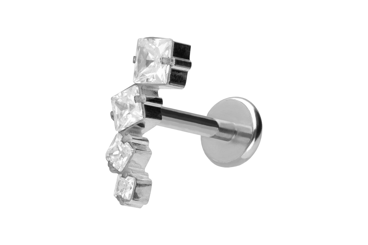 Titan Labret Piercing mit Push Fit KRISTALLBOGEN